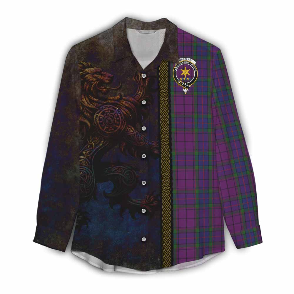 Tartan Vibes Clothing Wardlaw Tartan Family Crest Women's Casual Shirt Alba Gu Brath Be Brave Lion Ancient Style