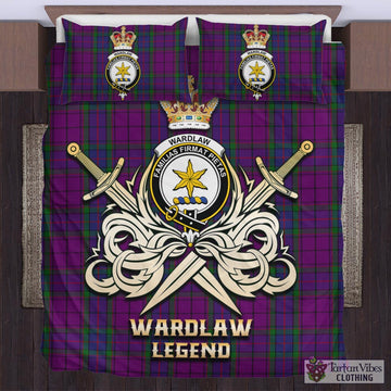 Wardlaw Tartan Bedding Set with Clan Crest and the Golden Sword of Courageous Legacy