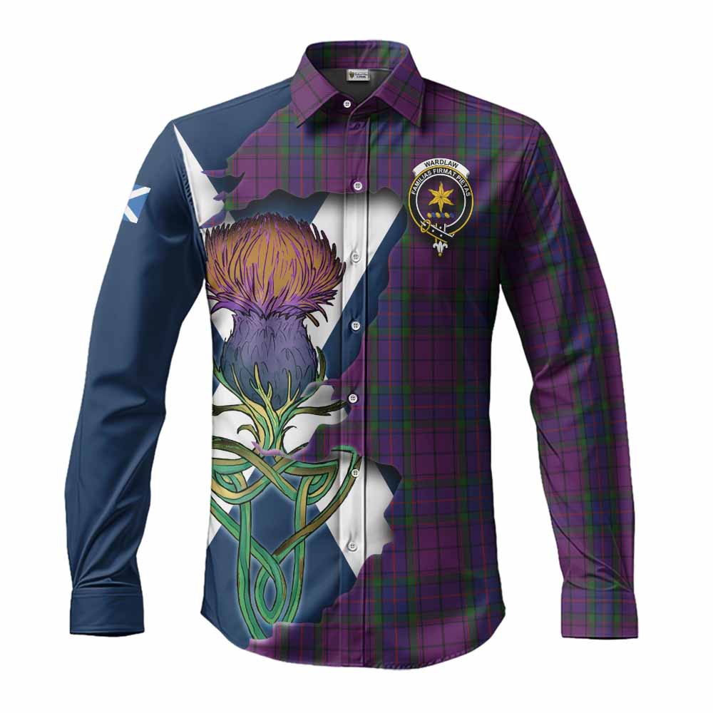 Tartan Vibes Clothing Wardlaw Tartan Family Crest Long Sleeve Button Shirt Scottish Thistle Celtic Inspired