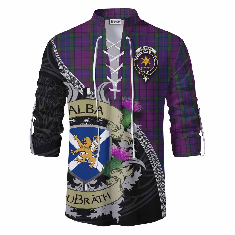 Tartan Vibes Clothing Wardlaw Tartan Family Crest Ghillie Kilt Shirt Lion Rampant Royal Thistle Shield Celtic Inspired