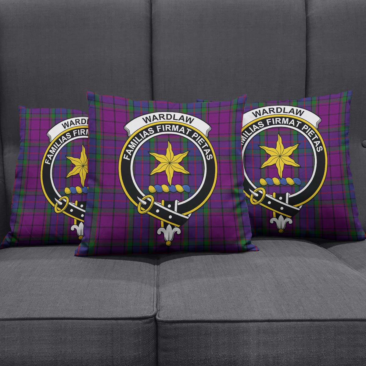 Wardlaw Tartan Pillow Cover with Family Crest Square Pillow Cover - Tartanvibesclothing