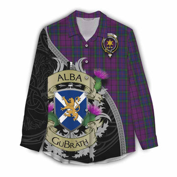 Tartan Vibes Clothing Wardlaw Tartan Family Crest Women's Casual Shirt Lion Rampant Royal Thistle Shield Celtic Inspired