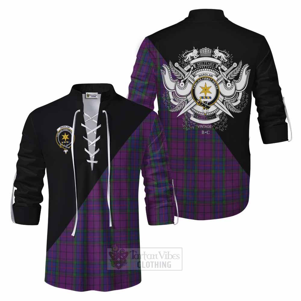 Tartan Vibes Clothing Wardlaw Tartan Ghillie Kilt Shirt with Family Crest and Military Logo Style