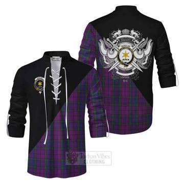 Wardlaw Tartan Ghillie Kilt Shirt with Family Crest and Military Logo Style