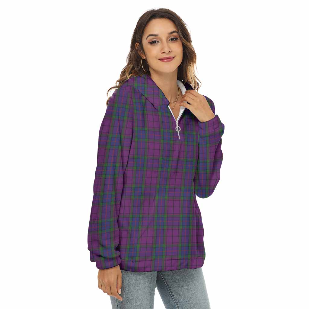 Tartan Vibes Clothing Wardlaw Tartan Women's Borg  Half Zip Fleece Hoodie