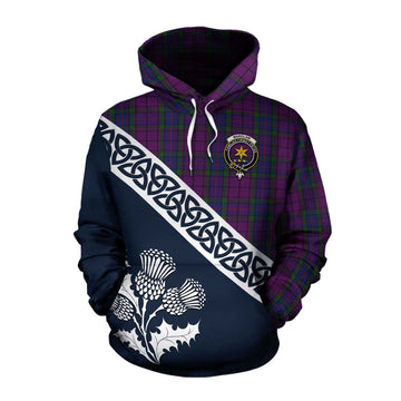 Tartan Vibes Clothing Wardlaw Tartan Cotton Hoodie Featuring Thistle and Scotland Map