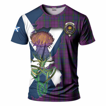 Tartan Vibes Clothing Wardlaw Tartan Family Crest T-Shirt Scottish Thistle Celtic Inspired