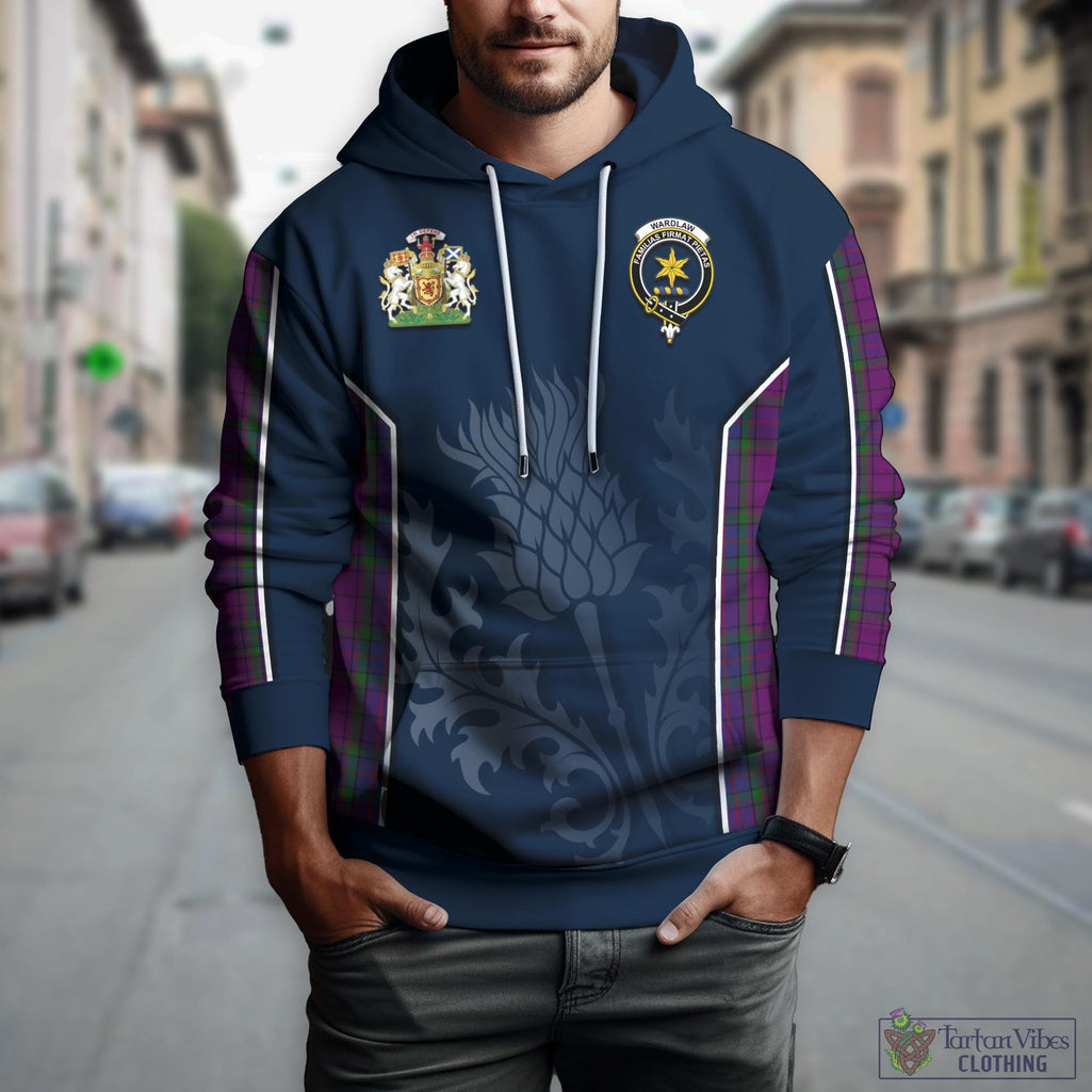 Tartan Vibes Clothing Wardlaw Tartan Hoodie with Family Crest and Scottish Thistle Vibes Sport Style