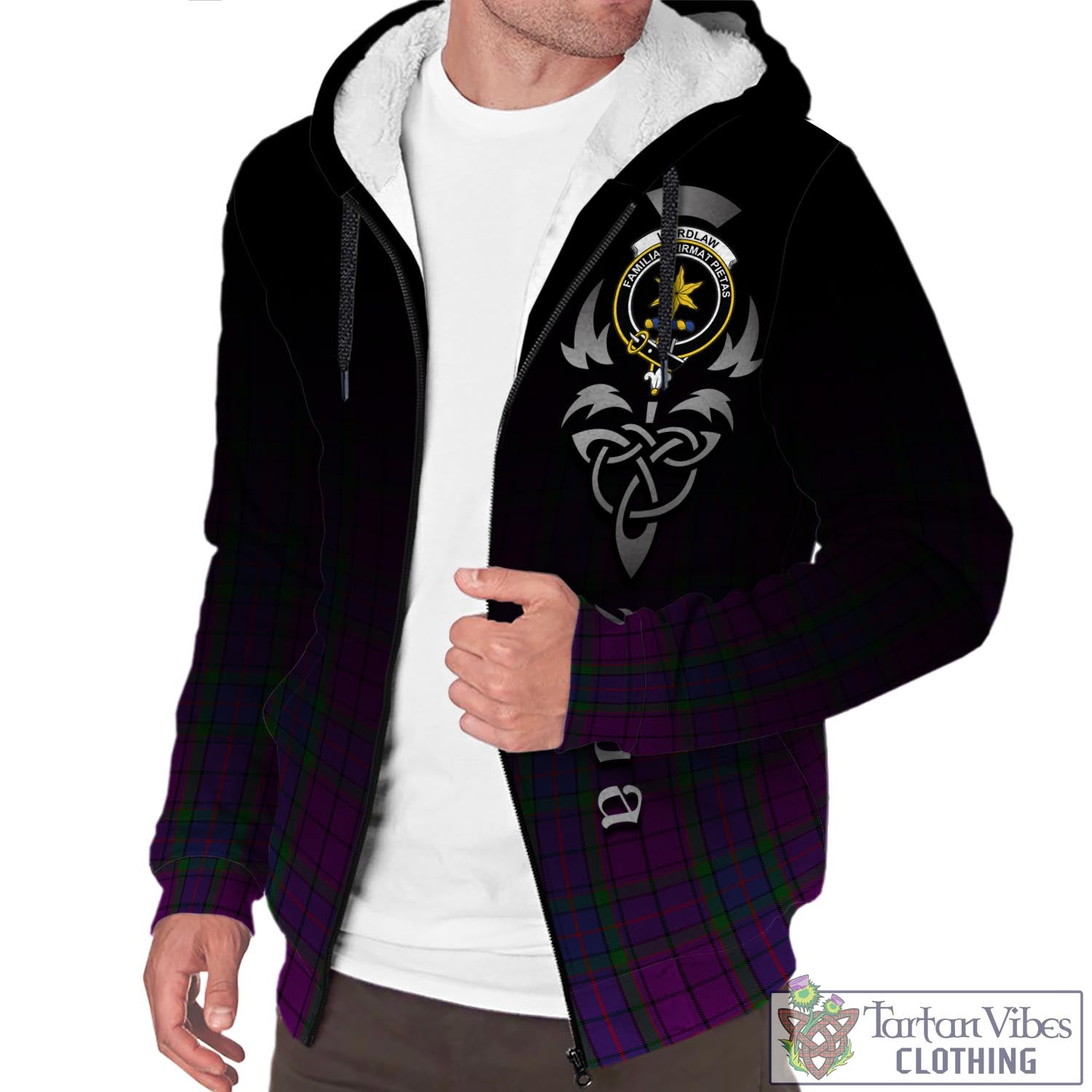 Tartan Vibes Clothing Wardlaw Tartan Sherpa Hoodie Featuring Alba Gu Brath Family Crest Celtic Inspired