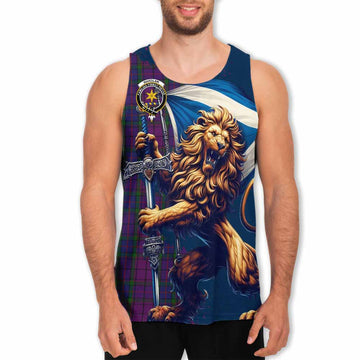 Tartan Vibes Clothing Wardlaw Tartan Family Crest Men's Tank Top with Scottish Majestic Lion