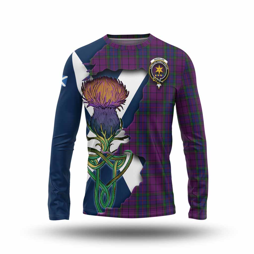 Tartan Vibes Clothing Wardlaw Tartan Family Crest Long Sleeve T-Shirt Scottish Thistle Celtic Inspired