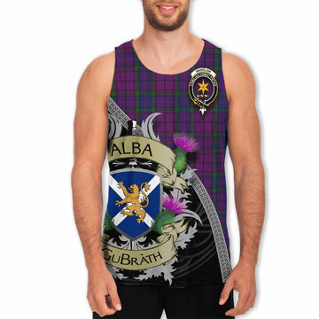 Tartan Vibes Clothing Wardlaw Tartan Family Crest Men's Tank Top Lion Rampant Royal Thistle Shield Celtic Inspired