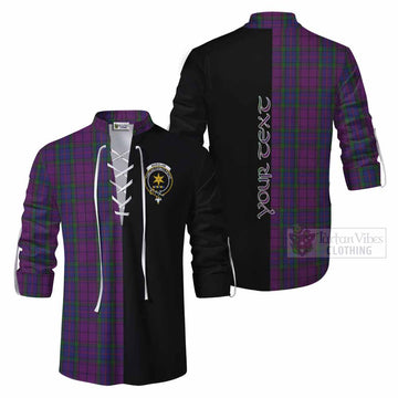 Wardlaw Tartan Ghillie Kilt Shirt with Family Crest and Half Of Me Style