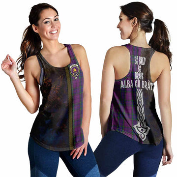 Tartan Vibes Clothing Wardlaw Tartan Family Crest Women's Racerback Tanks Alba Gu Brath Be Brave Lion Ancient Style