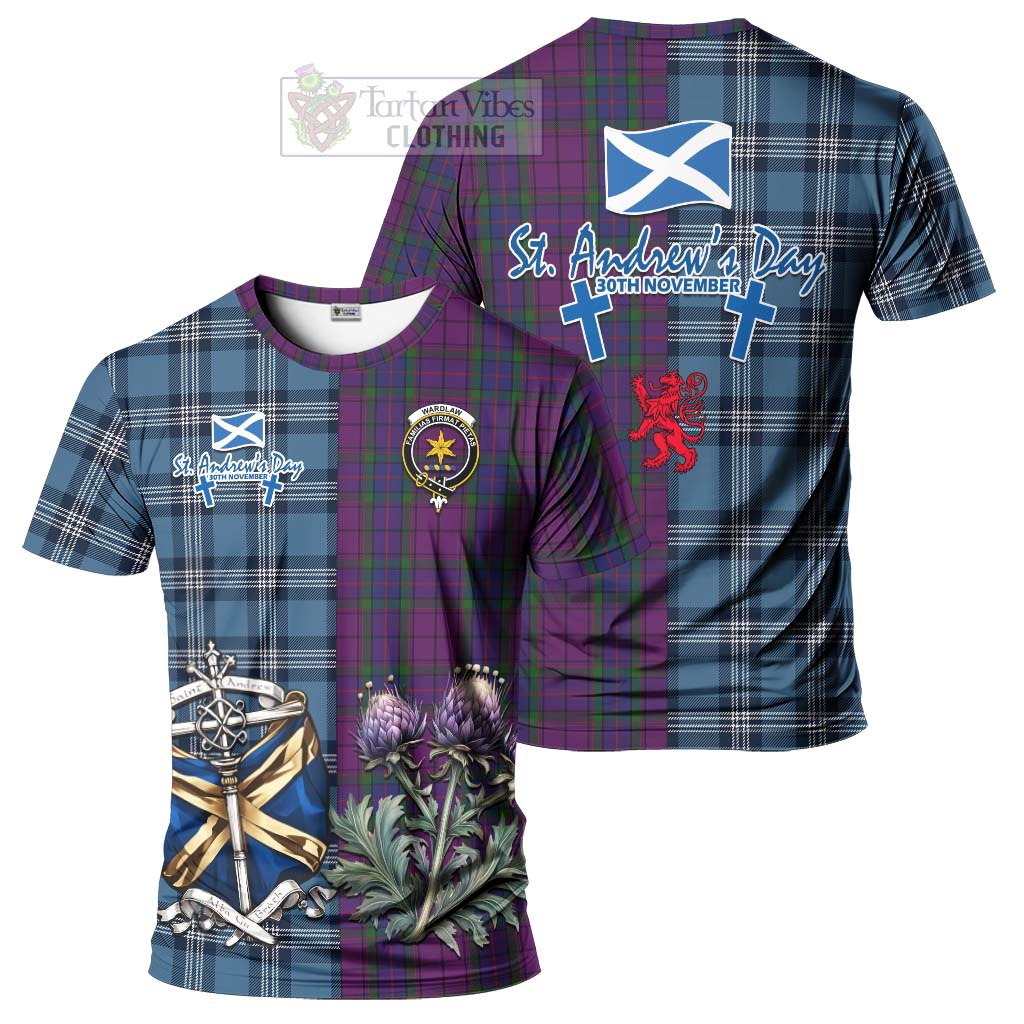 Wardlaw Tartan T-Shirt Happy St. Andrew's Day Half Tartan Style Kid's Shirt - Tartan Vibes Clothing