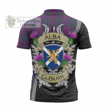 Wardlaw Tartan Family Crest Zipper Polo Shirt Lion Rampant Royal Thistle Shield Celtic Inspired