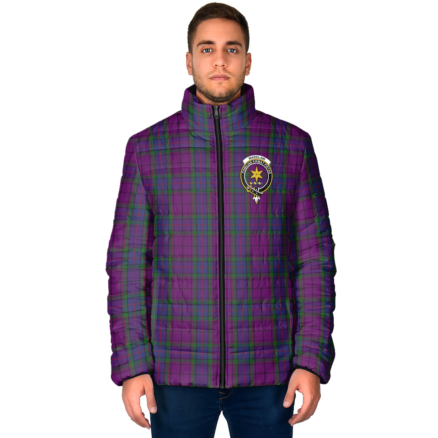 Wardlaw Tartan Padded Jacket with Family Crest - Tartan Vibes Clothing