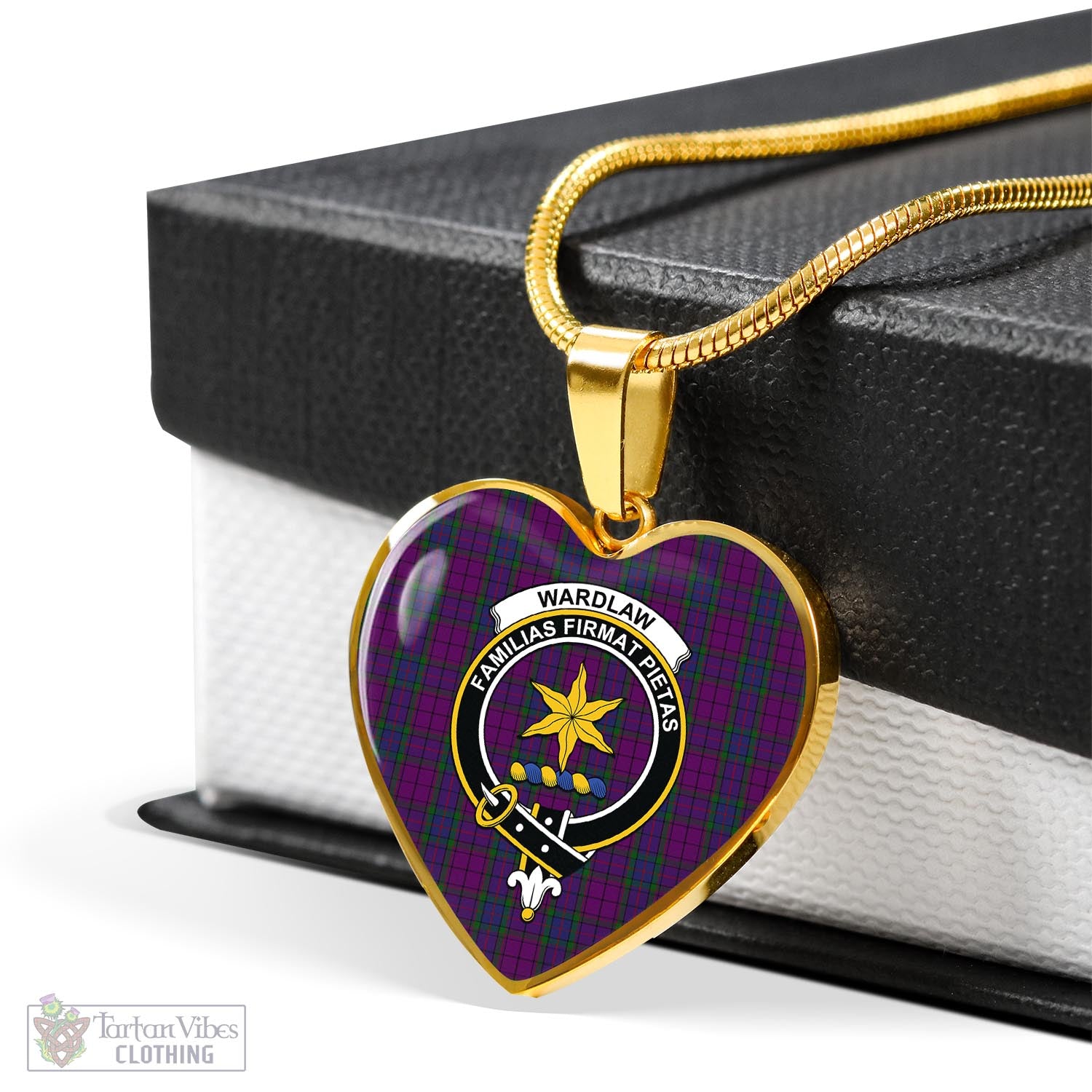 Tartan Vibes Clothing Wardlaw Tartan Heart Necklace with Family Crest
