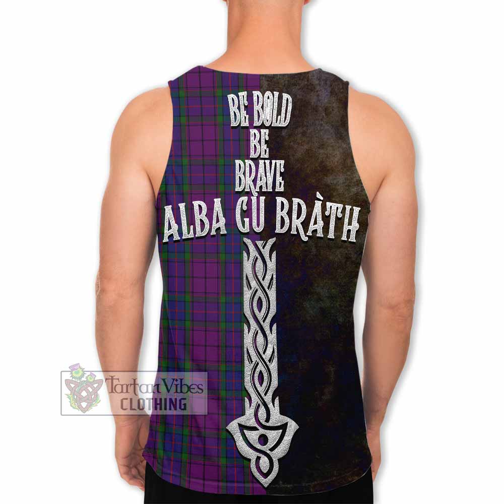 Tartan Vibes Clothing Wardlaw Tartan Family Crest Men's Tank Top Alba Gu Brath Be Brave Lion Ancient Style