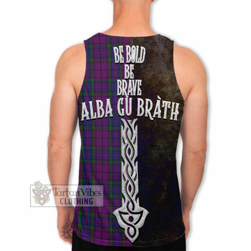 Tartan Vibes Clothing Wardlaw Tartan Family Crest Men's Tank Top Alba Gu Brath Be Brave Lion Ancient Style