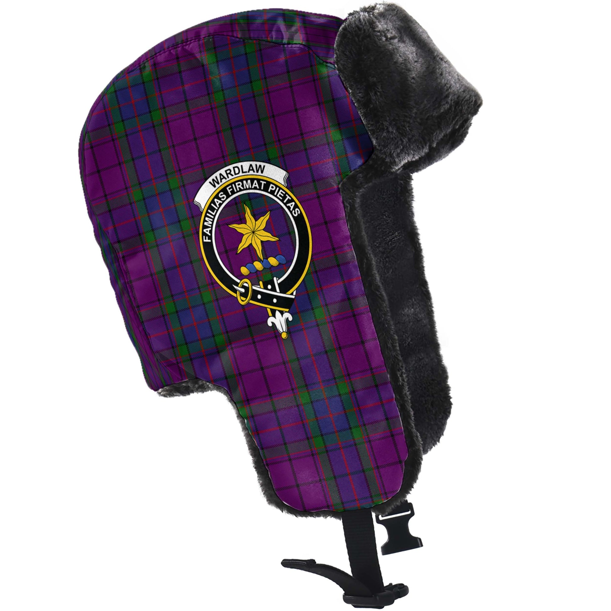 Wardlaw Tartan Winter Trapper Hat with Family Crest - Tartanvibesclothing