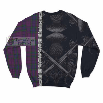 Tartan Vibes Clothing Wardlaw Tartan Sweatshirt with Family Crest Cross Sword Thistle Celtic Vibes
