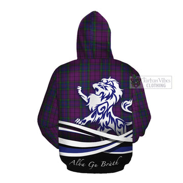 Tartan Vibes Clothing Wardlaw Tartan Cotton Hoodie with Alba Gu Brath Regal Lion Emblem