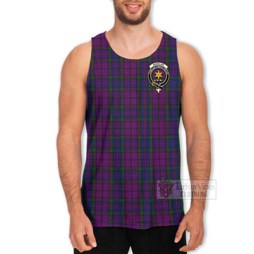 Tartan Vibes Clothing Wardlaw Tartan Men's Tank Top with Family Crest Celtic Skull Style