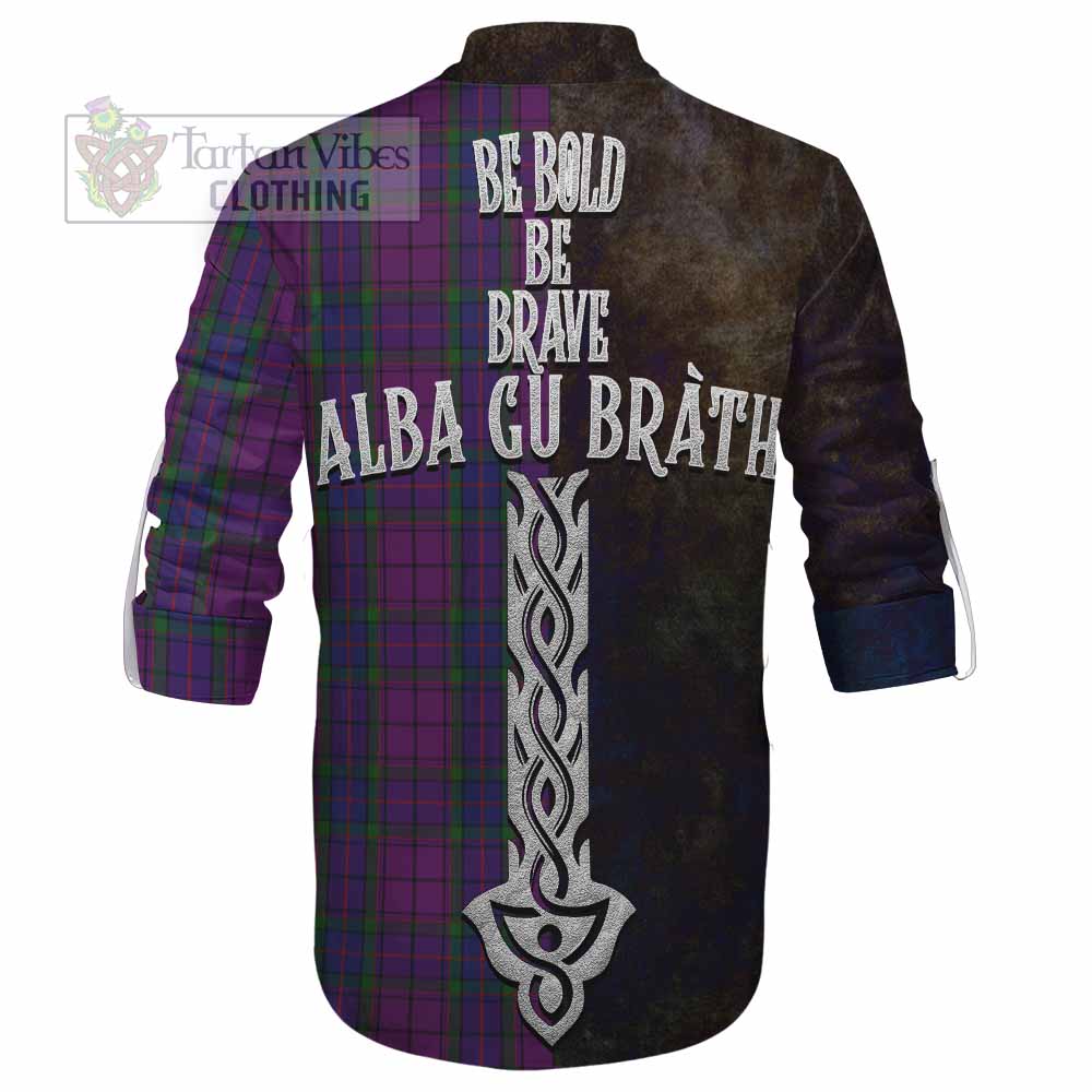 Tartan Vibes Clothing Wardlaw Tartan Family Crest Ghillie Kilt Shirt Alba Gu Brath Be Brave Lion Ancient Style