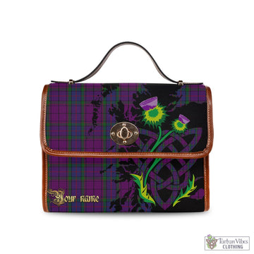 Wardlaw Tartan Waterproof Canvas Bag with Scotland Map and Thistle Celtic Accents
