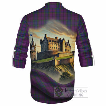 Tartan Vibes Clothing Wardlaw Tartan Family Crest Ghillie Kilt Shirt with Scottish Ancient Castle Style