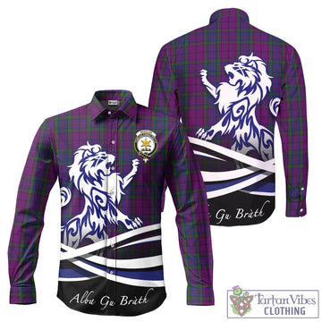 Wardlaw Tartan Long Sleeve Button Up Shirt with Alba Gu Brath Regal Lion Emblem