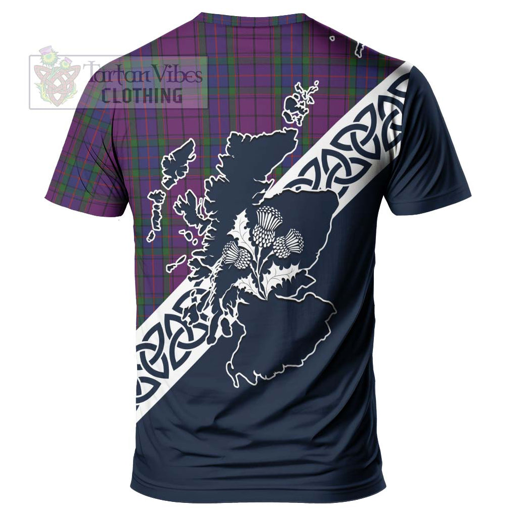Wardlaw Tartan T-Shirt Featuring Thistle and Scotland Map - Tartanvibesclothing Store