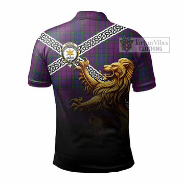 Wardlaw Crest Tartan Polo Shirt with Golden Lion Emblem Celtic Style