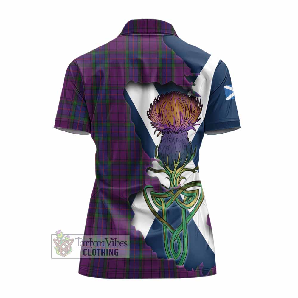 Tartan Vibes Clothing Wardlaw Tartan Family Crest Women's Polo Shirt Scottish Thistle Celtic Inspired