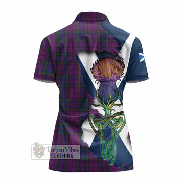 Wardlaw Tartan Family Crest Women's Polo Shirt Scottish Thistle Celtic Inspired