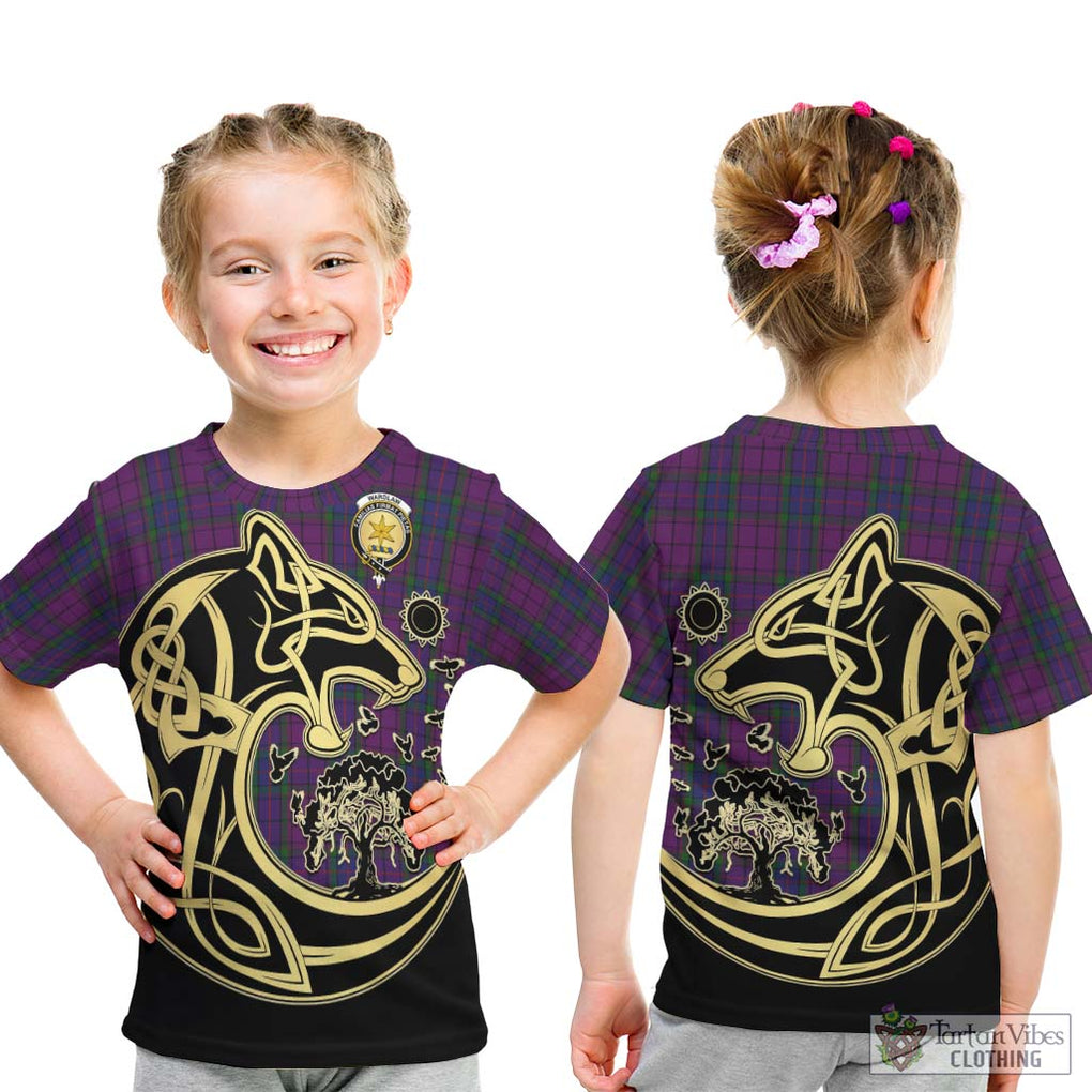 Wardlaw Tartan Kid T-Shirt with Family Crest Celtic Wolf Style - Tartan Vibes Clothing