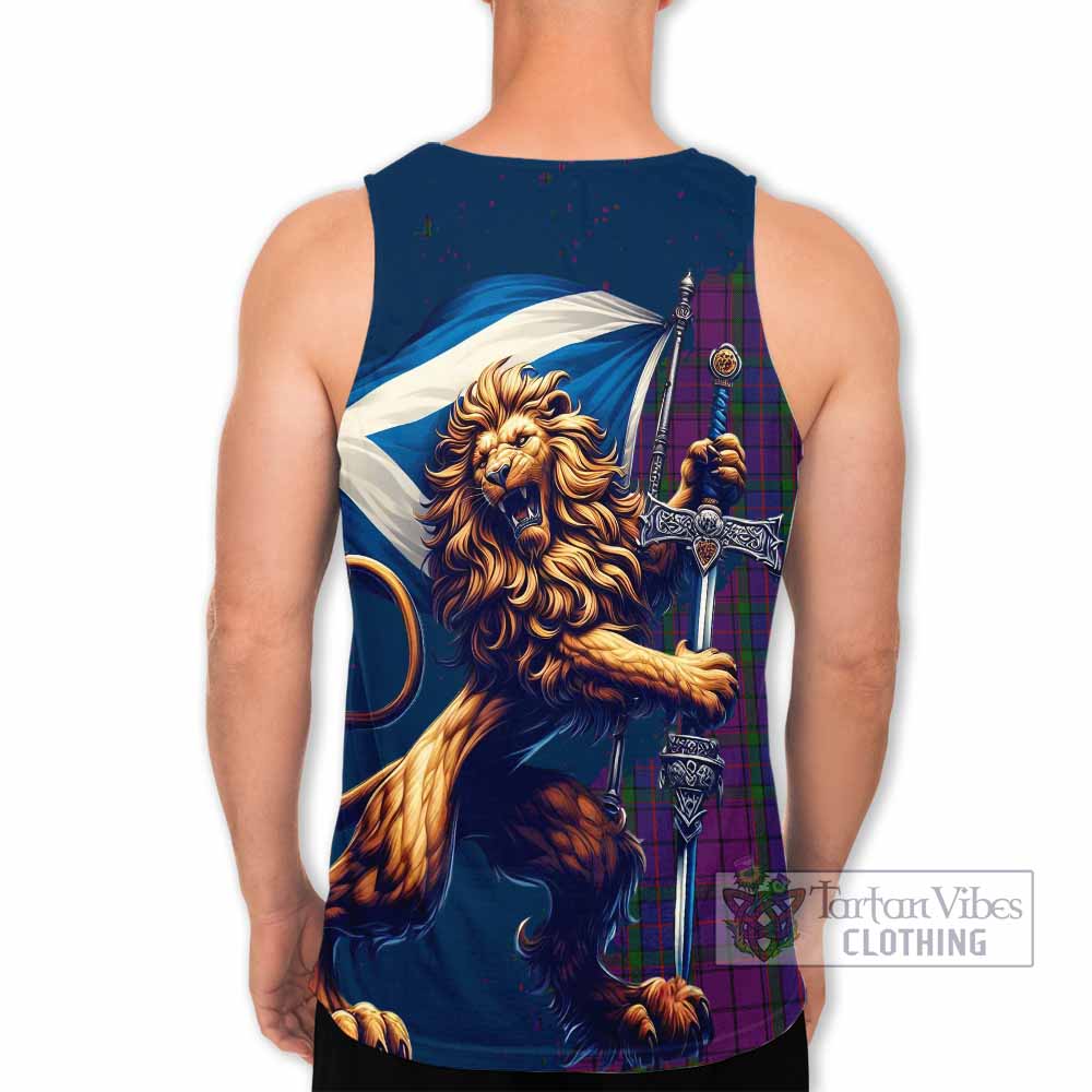Tartan Vibes Clothing Wardlaw Tartan Family Crest Men's Tank Top with Scottish Majestic Lion