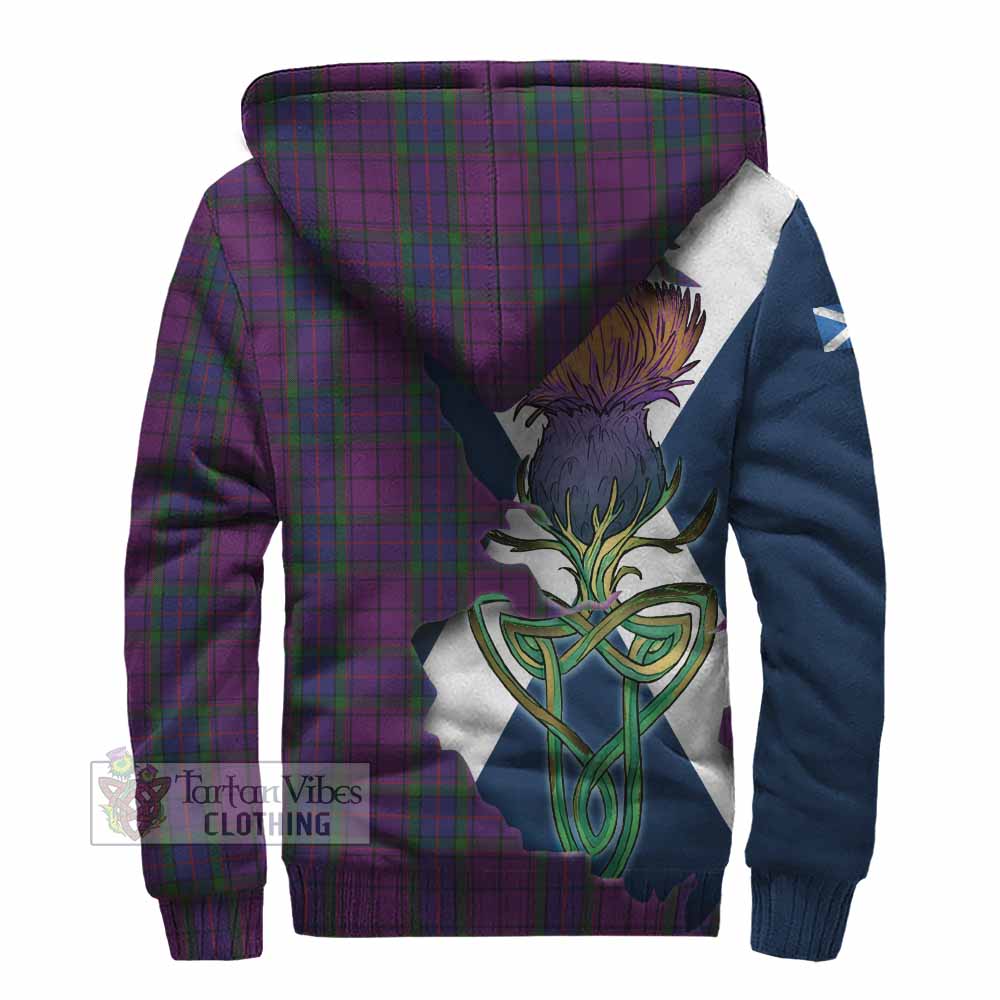 Tartan Vibes Clothing Wardlaw Tartan Family Crest Sherpa Hoodie Scottish Thistle Celtic Inspired