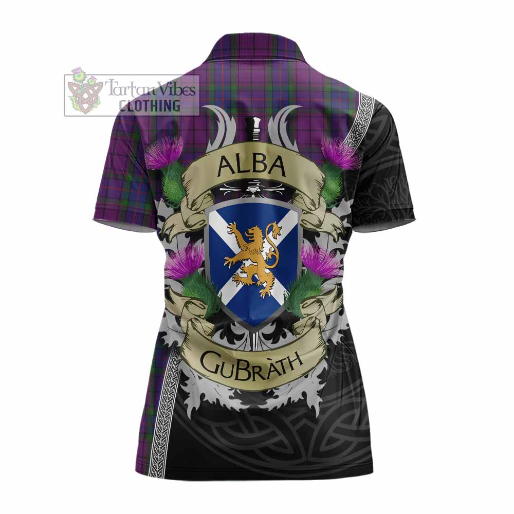 Tartan Vibes Clothing Wardlaw Tartan Family Crest Women's Polo Shirt Lion Rampant Royal Thistle Shield Celtic Inspired