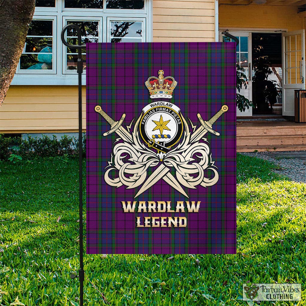 Tartan Vibes Clothing Wardlaw Tartan Flag with Clan Crest and the Golden Sword of Courageous Legacy