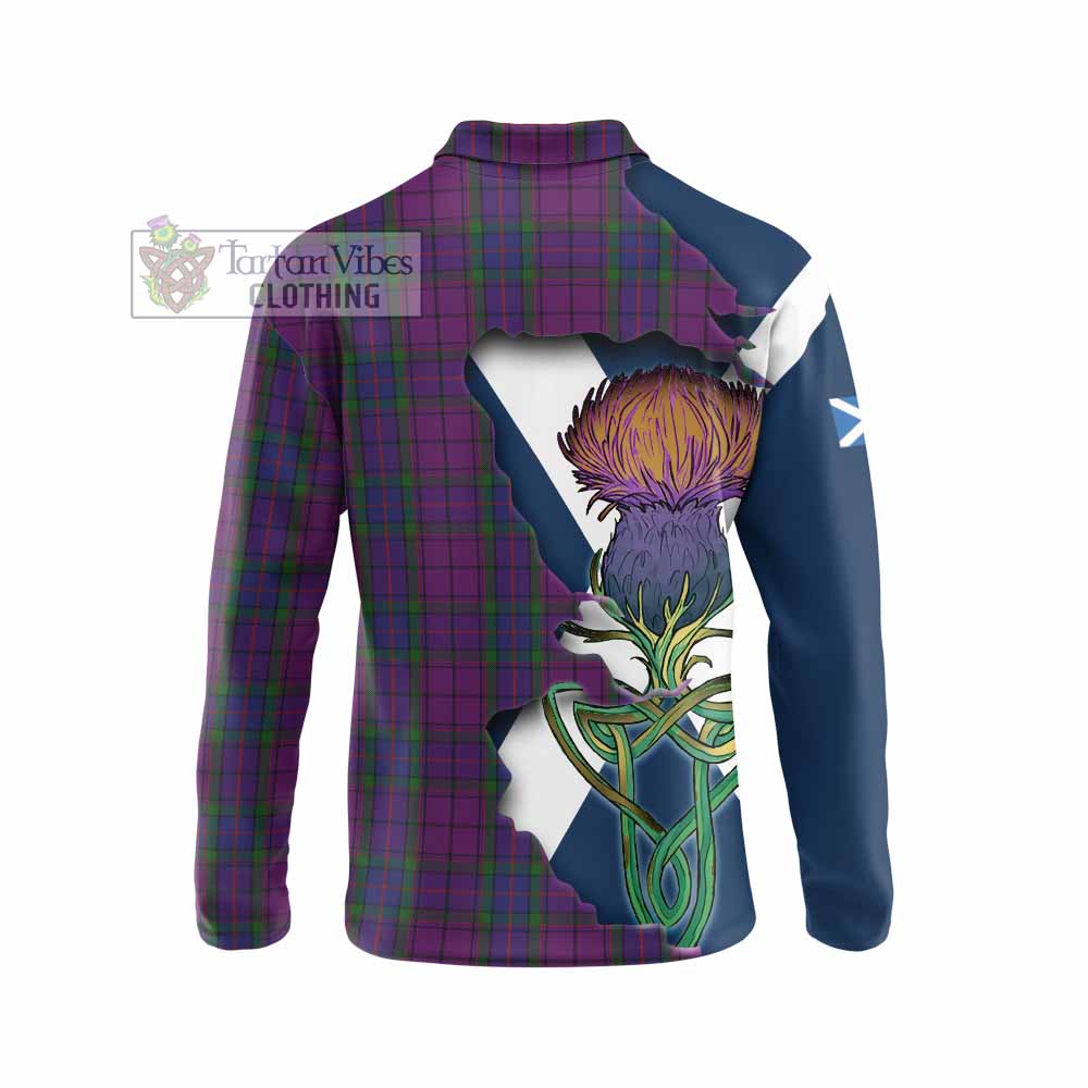 Tartan Vibes Clothing Wardlaw Tartan Family Crest Long Sleeve Polo Shirt Scottish Thistle Celtic Inspired