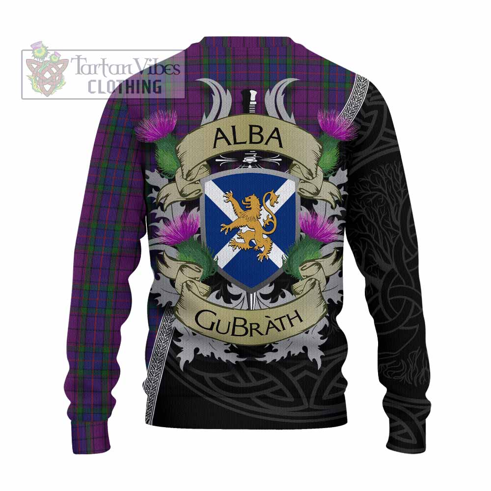 Tartan Vibes Clothing Wardlaw Tartan Family Crest Knitted Sweater Lion Rampant Royal Thistle Shield Celtic Inspired