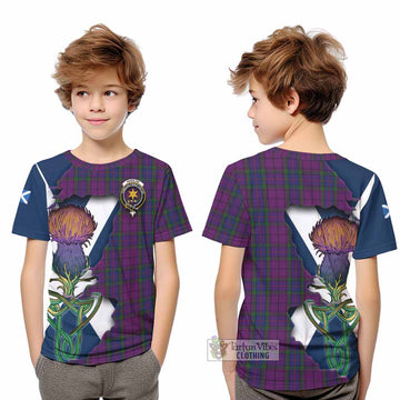 Tartan Vibes Clothing Wardlaw Tartan Family Crest Kid T-Shirt Scottish Thistle Celtic Inspired