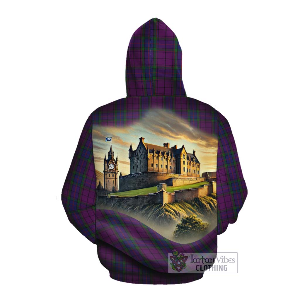 Tartan Vibes Clothing Wardlaw Tartan Family Crest Cotton Hoodie with Scottish Ancient Castle Style