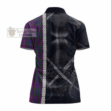 Tartan Vibes Clothing Wardlaw Tartan Women's Polo Shirt with Family Crest Cross Sword Thistle Celtic Vibes