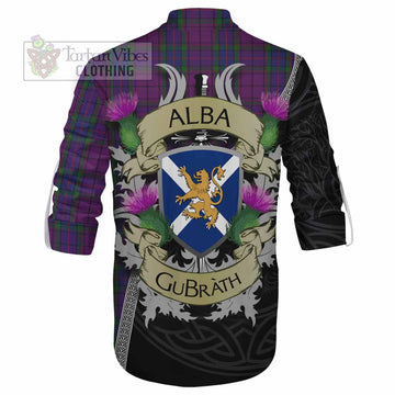 Tartan Vibes Clothing Wardlaw Tartan Family Crest Ghillie Kilt Shirt Lion Rampant Royal Thistle Shield Celtic Inspired