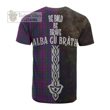 Wardlaw Tartan Family Crest Cotton T-shirt Alba Gu Brath Be Brave Lion Ancient Style