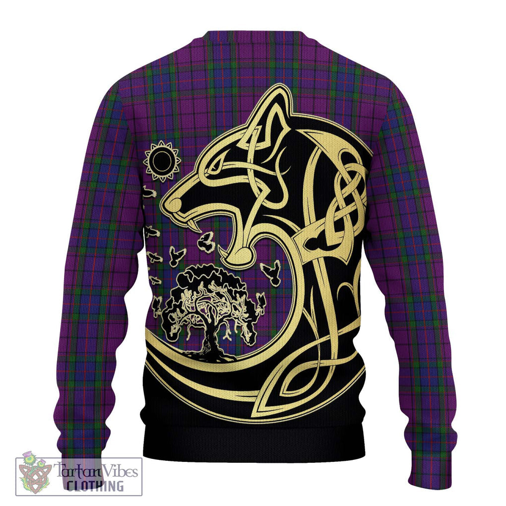 Wardlaw Tartan Knitted Sweater with Family Crest Celtic Wolf Style - Tartan Vibes Clothing