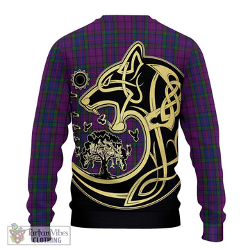 Wardlaw Tartan Knitted Sweater with Family Crest Celtic Wolf Style - Tartan Vibes Clothing